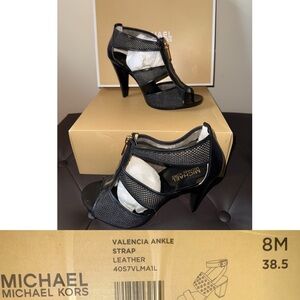 Michael Kors Black Leather Ankle Strap Heels